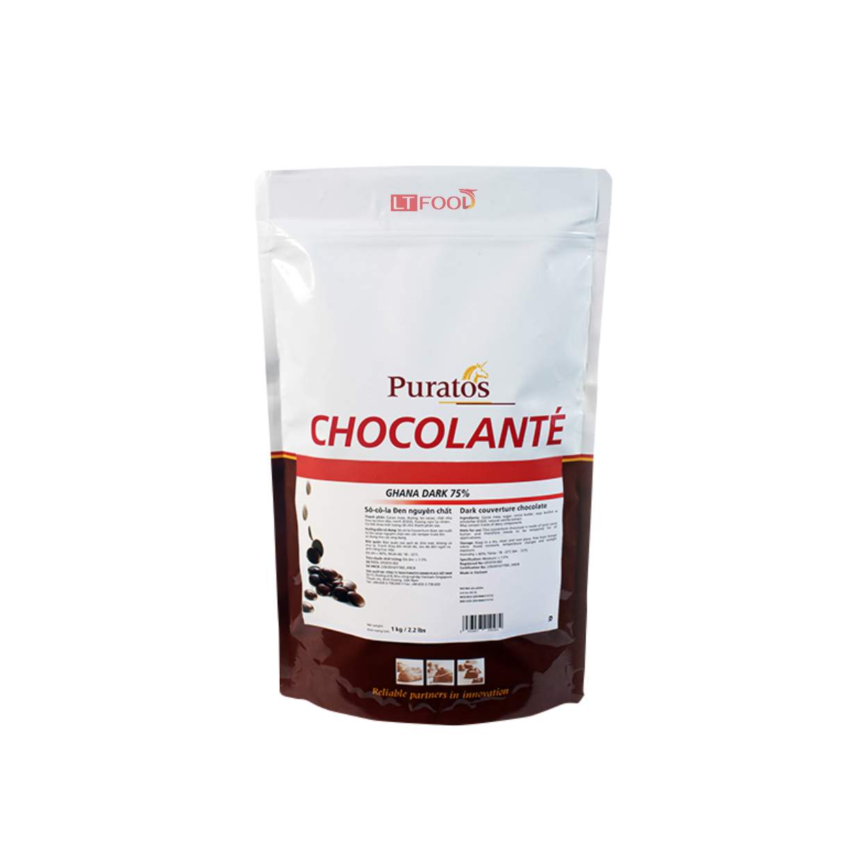 Chocoleta nút đen 75%GPD37B - 1kg