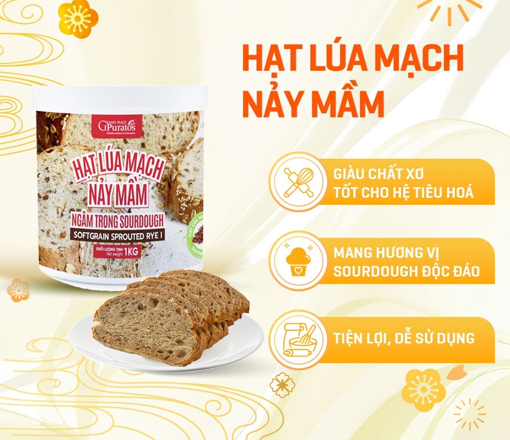 Hạt lúa mạch nảy mầm ngâm SD - 1kg (sourdough)